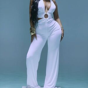 FASHION NOVA White Cut-Out Jumpsuit